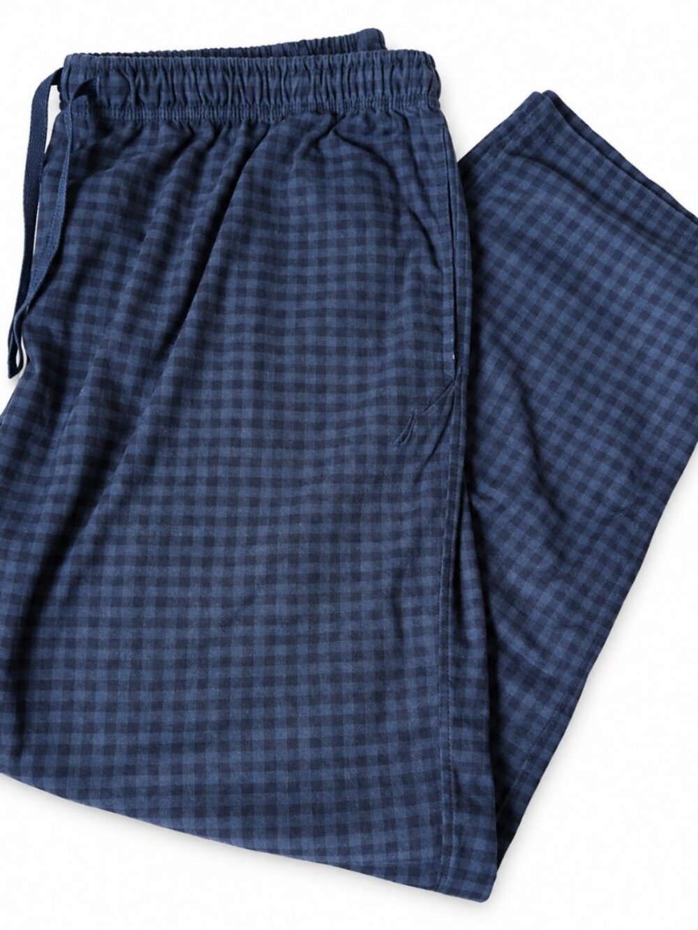 Nautica Pajama Pants XXL Navy Blue Plaid Fleece Drawstring Lounge